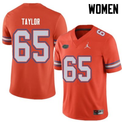 Women's Florida Gators #65 Jawaan Taylor NCAA Jordan Brand Orange Authentic Stitched College Football Jersey AVL1462CZ